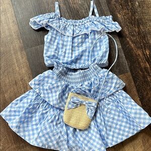 Tommy Bahama Blue and White Kids Matching Gingham Set size 8